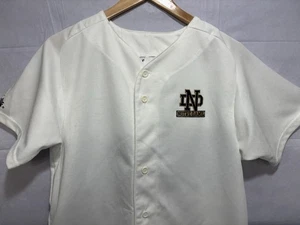 Maglia irlandese vintage Notre Dame Fighting Majestic uomo maglia media bottone bianco - Foto 1 di 11