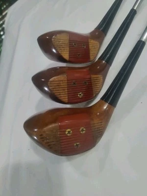 SUPERB VINTAGE SPALDING TOP FLIGHT WOODS #1,2,3 TOURNAMENT MODEL DYNAMIC STEEL - Image 1 of 4