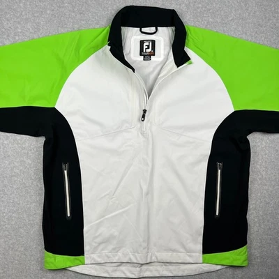 Footjoy Dryjoys Tour XP Golf Pullover Zip Jacket Windbreaker XL Mens White Green - Image 1 of 4