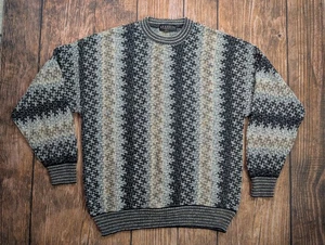 VINTAGE Brandini Pullover Herren XL Grau Geometrisch Acryl Wollmischung Italy - Bild 1 von 11
