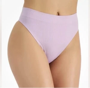 NWT JENNI Women's Seamless Ribbed Hi-Cut Thong Underwear Glazed Lilac - Picture 1 of 7