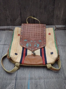 NWT Myra Bag Canvas and Leather Backpack Purse- Stamped Leather Accents - Picture 1 of 6
