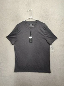 Alfani Men Shirt Large Gray Rayon Blend Short Sleeve Regular Fit Stretch Tee - Picture 1 of 18