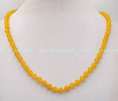 Collar de cuentas redondas de piedras preciosas de topacio amarillo de 4 mm broche de plata de 16-28 pulgadas Foto 1 de 4