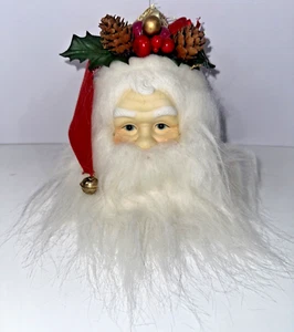 Kurt Adler Stil Keramik rote Mütze groß Weihnachtsmann Kopf Weihnachtsschmuck 8" - Bild 1 von 8