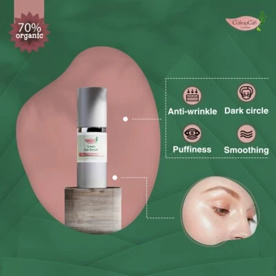 Green Eye Serum 15ml / 1/2 fl. Oz. 70% Organic Content. - Image 1 of 4