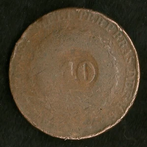 BRAZIL EMPIRE 80 REIS COIN 1829 B WITH 2 COUNTERMARKS - Picture 1 of 2