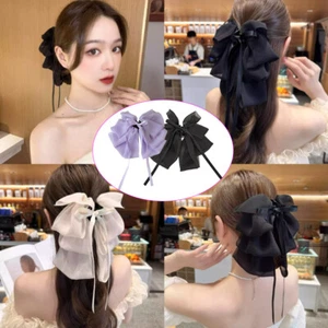 Pinza para el cabello extra grande de gasa con moño multicapa lazos horquillas pasadores elegantes - Imagen 1 de 18