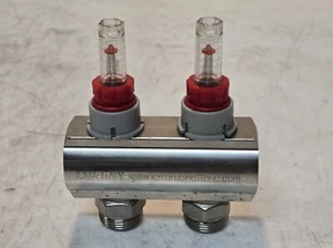ICMA 2 Circuit Manifold with Flowmeters | ICMA-Italy | 1" Manifold | 3/4" Inlets - Picture 1 of 17