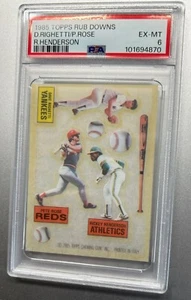 1985 TOPPS RUB DOWNS- PETE ROSE/RICKEY HENDERSON/DAVE RIGHETTI- PSA 6 - Picture 1 of 1