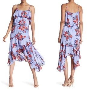 Parker Midikleid Blumen Taschentuchsaum Rüschen Größe XS - Bild 1 von 7