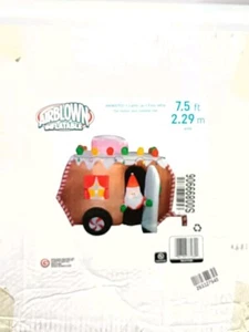 CHRISTMAS 7.5 FT GEMMY SANTA RV TRAILER ANIMATED GINGERBREAD Airblown Inflatable - Picture 1 of 4