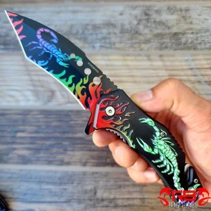8.5" TACTICAL Spring Assisted Open Pocket Knife FOLDING Blade Scorpion Handle - Picture 1 of 7