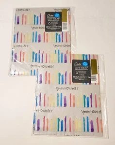 Vintage Carlton Karten Geschenkverpackung Verpackungspapier 2 Neu in Verpackung Blätter Geburtstagskerzen  - Bild 1 von 2