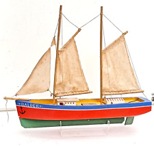 Big 19 in Vintage Sailboat Wooden Model on a stand from Sweden Handmade Folk Art