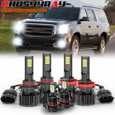 Комбинированная светодиодная фара для GMC Yukon XL 2015–2019 6X 6000K + комплект противотуманных фар - Изображение 1 из 4