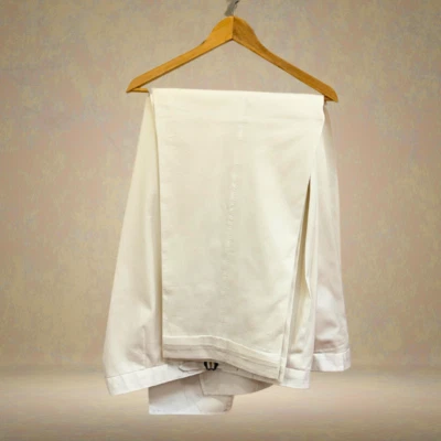 Pantalones de algodón de verano Solbiati/Loro Piana marfil - grandes y altos silenciosos de lujo Foto 1 de 4