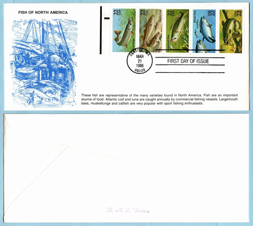 FDC FISH of NORTH AMERICA MAR 21, 1986, SEATTLE WA - Image 1 of 1