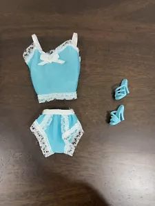 Blue Lingerie Set With Shoes For Dolls Barbie Size - Picture 1 of 7