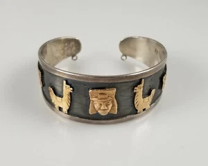 PULSERA PERUANA PERUANA 925 ORO 18K Y PLATA ESTERLINA VINTAGE - JOYERÍA INCA - Imagen 1 de 9