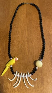 Vint. Tropical Yellow Parrot Bead Shell Necklace Vacay Beach Cruise - Picture 1 of 17