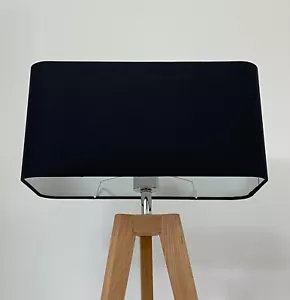 Lampenschirm schwarz Baumwolle abgerundeter rechteckiger Lichtschirm - Bild 1 von 9