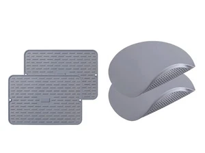 2 Pack 15" x 10" Silicone Drying Mat and 2 Pack 12" x 12" Silicone Microwave Mat - Picture 1 of 11