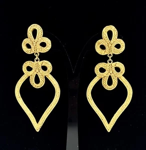 Dangle/Drop Earrings Carol Dauplaise Rare Vintage Matte Gold Plate Post Ornate - Picture 1 of 6
