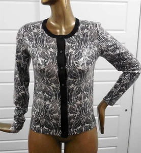Tory Burch Black Beige Sequin Cardigan Sweater sz M - Picture 1 of 4