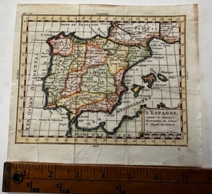 Spain 1774 l’Espagne engraved hand colored charming miniature antique map - Picture 1 of 4