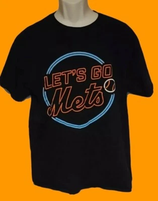 "Let's Go Mets" Neon Sign Style  sga Adult t- shirt  Size Large guc - Image 1 of 4