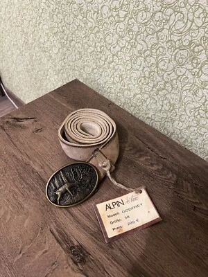 PVP 299€ RARO ALPIN DE LUXE GODFREY NUEVO CINTURÓN DE CUERO DE BECERRO ARTE FORESTAL TALLA 135 cm Foto 1 de 4