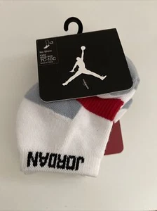 Nike Jordan 3 paia calze alla caviglia Jumpman bambino bianco rosso nero taglia 7C-10C - Foto 1 di 4