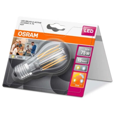Osram LED Filament Relax & Active A60 8W = 75W E27 klar 1055lm warmweiß kaltweiß - Bild 1 von 4