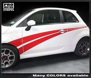 Fiat 500 Rally Double Side Stripes Decals 2012 2013 2014 2015 Pro Motor - Picture 1 of 3