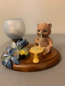 Finished Ceramic Honey Bear Scene with Candle Cup and Candle - Picture 1 of 3