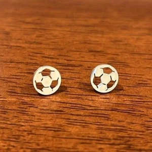 Pendientes de balón de fútbol de plata - Imagen 1 de 2