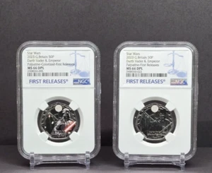 2023 GREAT BRITAIN 50p SET OF STAR WARS VADER & EMPEROR NGC MS66 DPL FR not niue - Bild 1 von 17