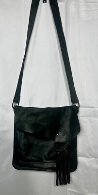 Lisa Leonard Leather Fringe Closure Long Strap Hobo Crossbody Messenger Bag - Image 1 of 3