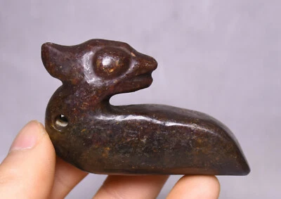 Colgante Amuleto Gancho Dragón Yu Cerdo Talla Jade Antiguo Cultura Hongshan China 6CM  Foto 1 de 4