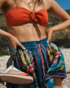 Zimmermann Mae Tropical High Waist Shorts Queensland Map Tropical 100% SILK S 8 - Picture 1 of 12