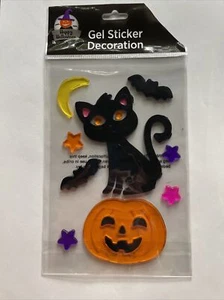 NEU HALLOWEEN 13 Stck. Fenster Aufkleber Gel Klammern Dekor Kürbis schwarze Katze Fledermäuse Mond! - Bild 1 von 1