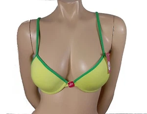 Hanes Cotton Bra Demi Cup Push Up Underwire Straps Racerback Lemon Tonic 121417 - Picture 1 of 3