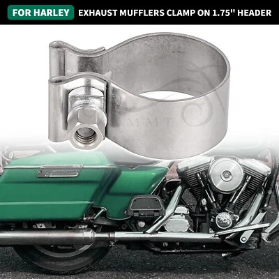 Abrazadera de silenciadores de escape de acero en cabezal de 1,75" para Harley Fat Boy Road Glide King Foto 1 de 4