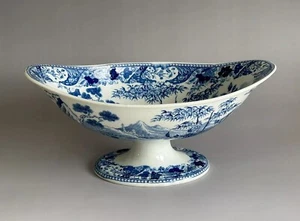 Antiker Wedgwood Perlbesteck Podest Obstständer blau Palisadenmuster 19. Jh. - Bild 1 von 16
