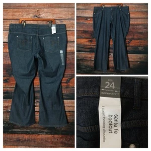 Avenue Denim Jeans Plus Size 24 Petite Santa Fe Boot Cut Dark Wash Stretch NWT - Picture 1 of 13