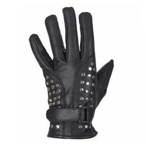 WOMENS MOTORCYCLE BIKER FULL FINGER GLOVES w/ STUDS VENTS ADJUSTABLE STRAP -DC42 - Picture 1 of 3