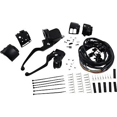 Kit de control de manillar negro mate disco único Softail Dyna Road King Sportster  Foto 1 de 1