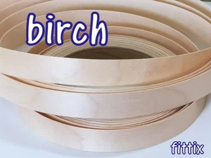 Iron on Edging Pre Glued Real Wood Birch Veneer Edge Banding Tape 22 40 50 mm - Picture 1 of 3