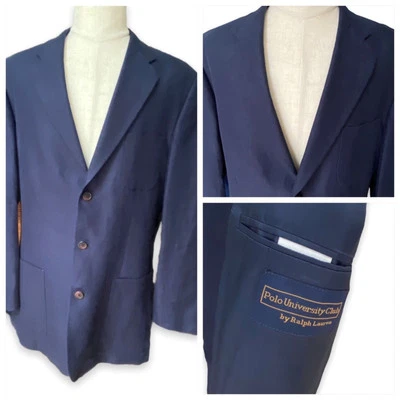 Ralph Lauren Polo University Linen Blazer Jacket Sport Coat Navy Blue 41 T - Image 1 of 4